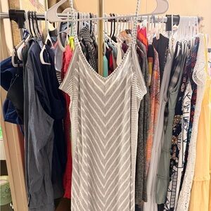 Cato Gray & White Striped Maxi Dress